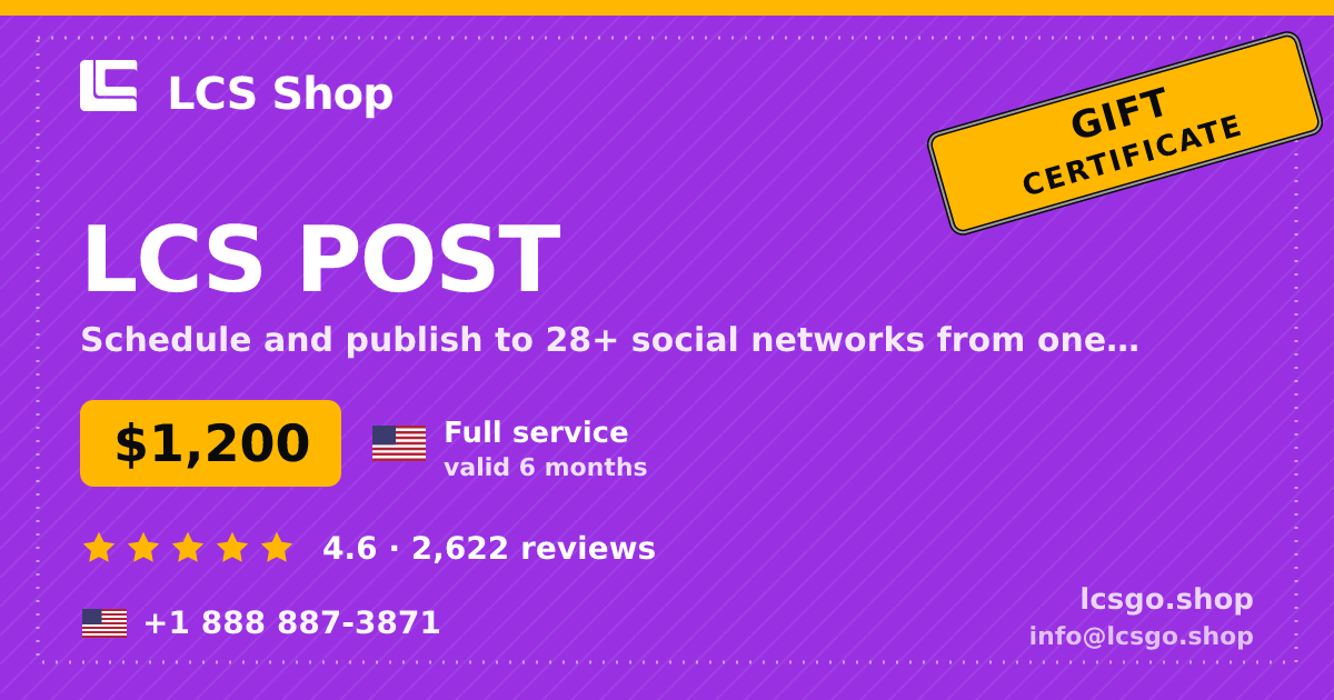 LCS POST gift certificate — $1,200, valid 6 months. LCS Shop.