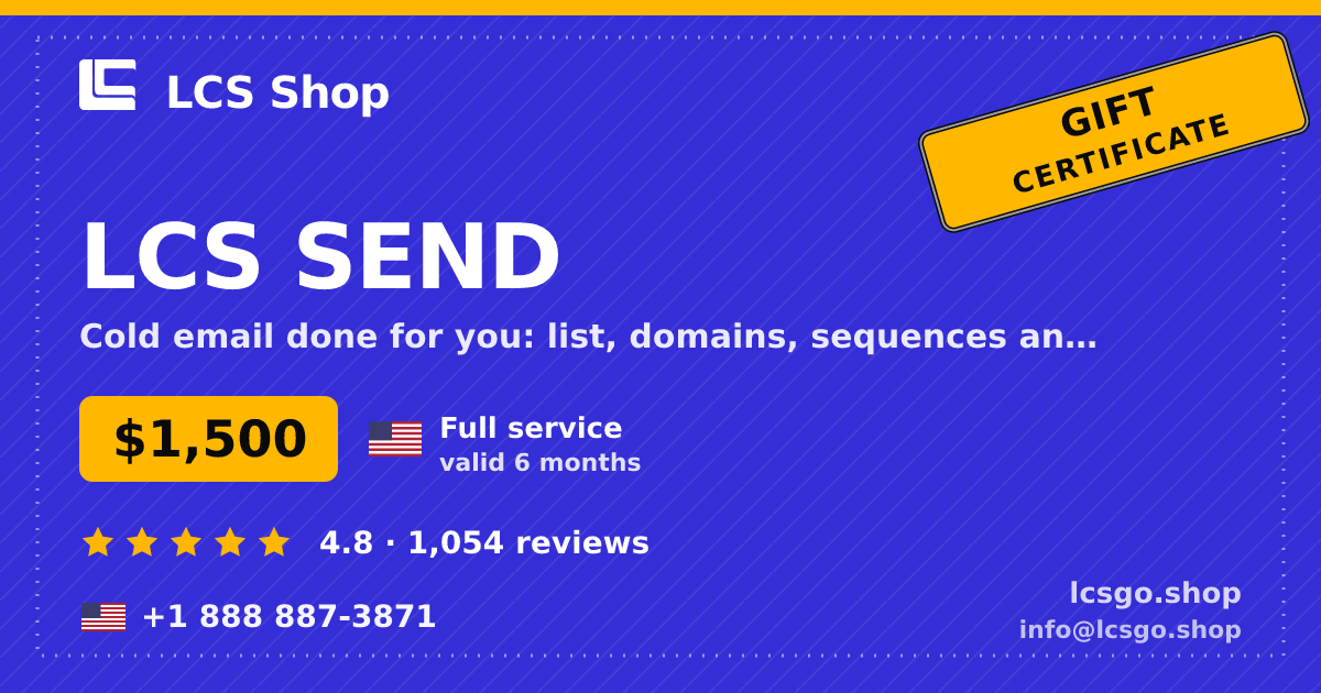 LCS SEND gift certificate — $1,500, valid 6 months. LCS Shop.