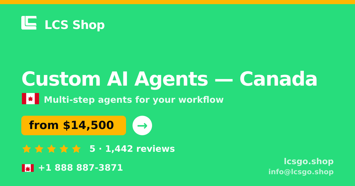 Custom AI Agents in Vancouver — from $16,000, rated 4.8/5 by 3188 clients. LCS Shop.