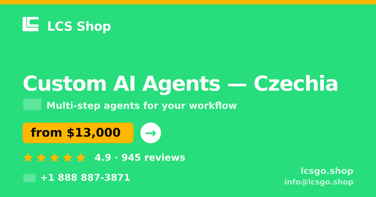 Custom AI Agents in Czechia — from $13,000, rated 4.9/5 by 945 clients. LCS Shop.