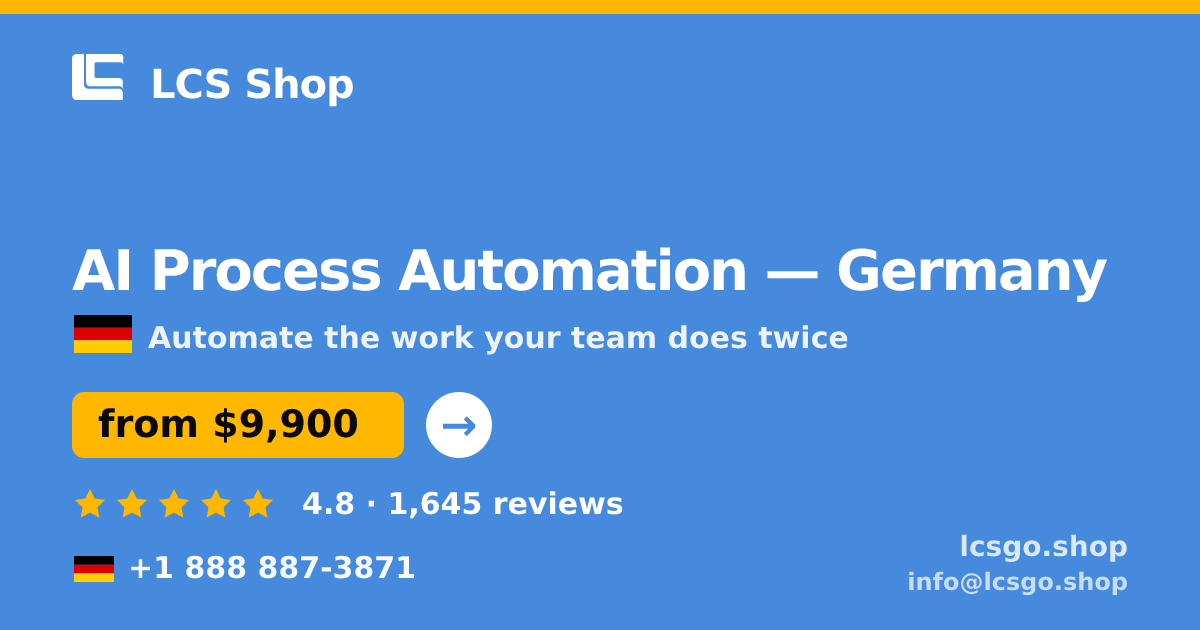 AI Process Automation in Frankfurt — from $10,500, rated 5/5 by 1011 clients. LCS Shop.