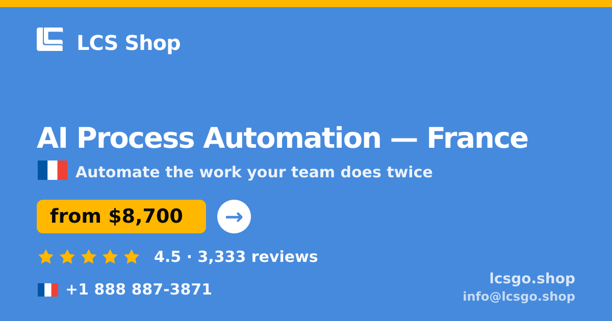 AI Process Automation in France — from $8,700, rated 4.5/5 by 3333 clients. LCS Shop.