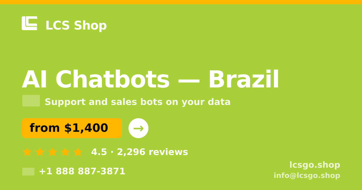AI Chatbots in Brasília — from $1,000/mo, rated 4.6/5 by 1495 clients. LCS Shop.