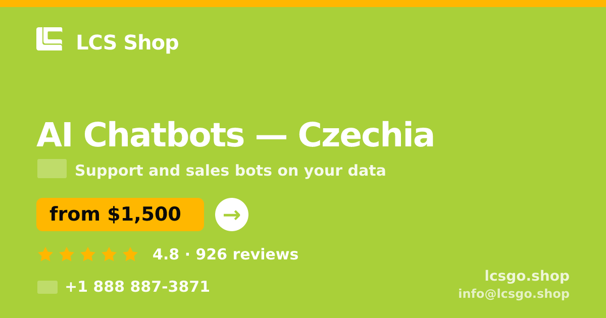 AI Chatbots in Czechia — from $1,500/mo, rated 4.8/5 by 926 clients. LCS Shop.