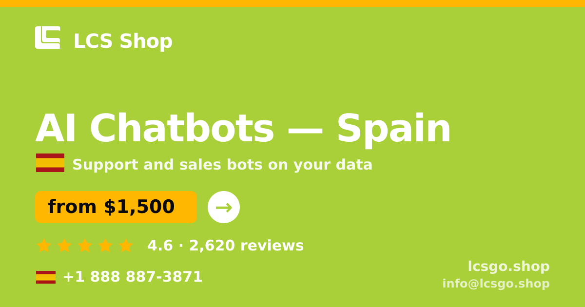 AI Chatbots in Barcelona — from $1,500/mo, rated 5/5 by 1336 clients. LCS Shop.