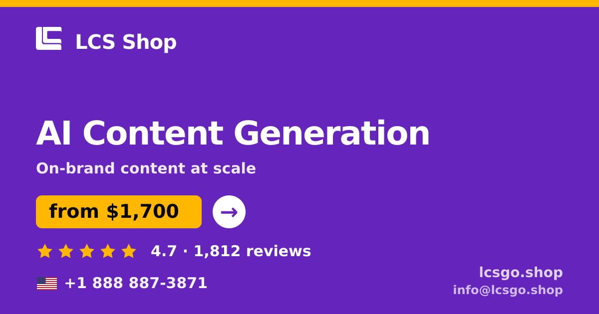 AI Content Generation in the USA — from $1,700/mo, rated 4.7/5 by 1812 clients. LCS Shop.
