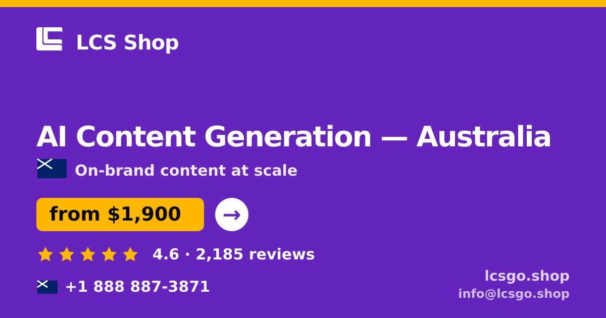AI Content Generation in Australia — from $1,900/mo, rated 4.6/5 by 2185 clients. LCS Shop.