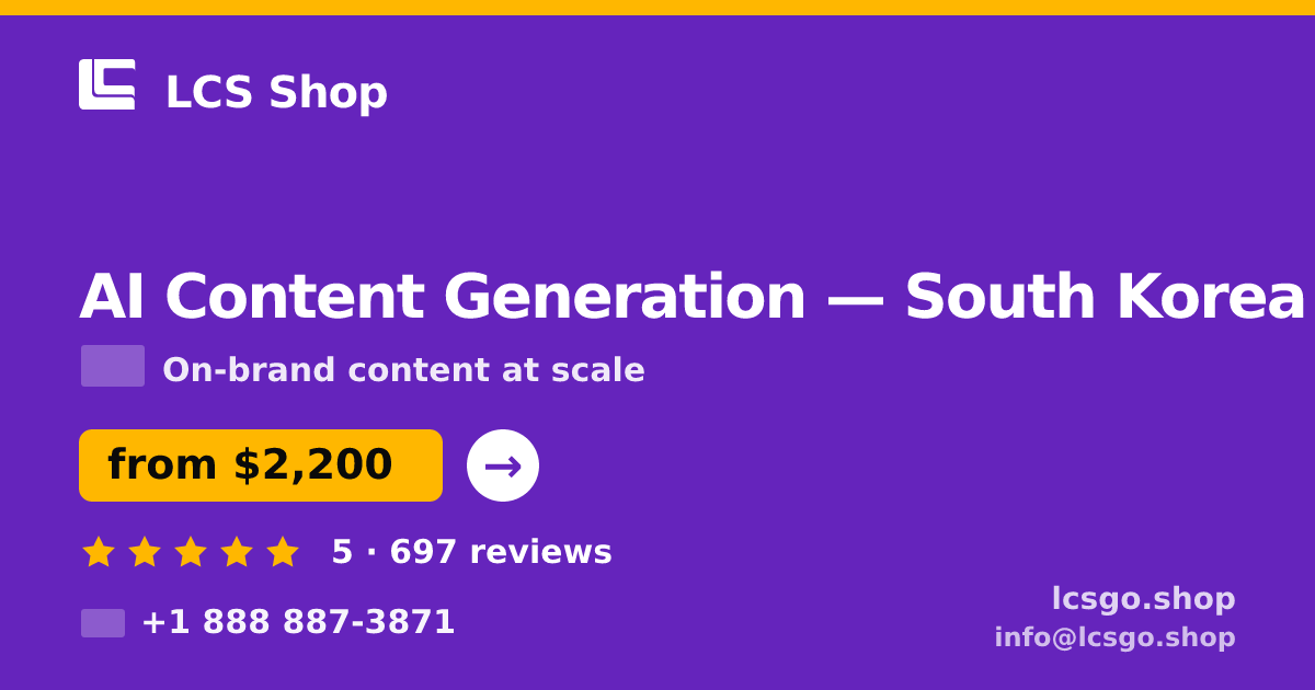 AI Content Generation in Incheon — from $1,700/mo, rated 4.9/5 by 596 clients. LCS Shop.