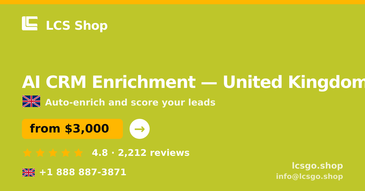 AI CRM Enrichment in Manchester — from $3,200/mo, rated 5/5 by 1478 clients. LCS Shop.