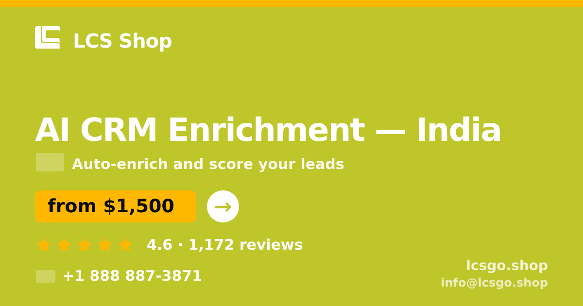 AI CRM Enrichment in Hyderabad — from $1,200/mo, rated 4.9/5 by 3148 clients. LCS Shop.