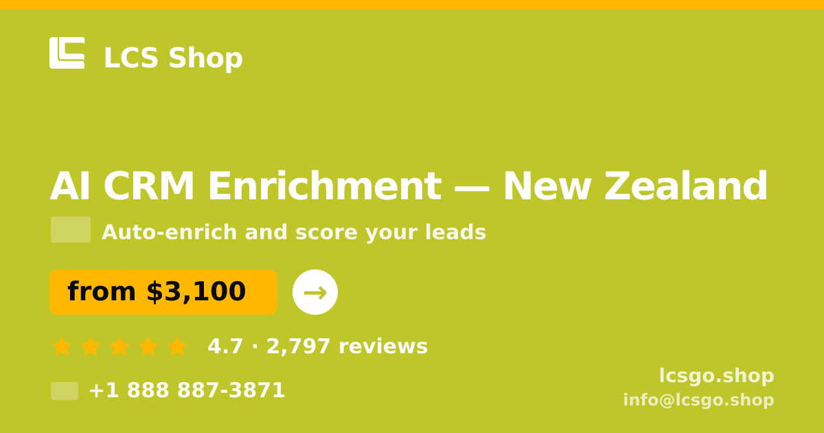 AI CRM Enrichment in Auckland — from $3,600/mo, rated 4.6/5 by 1748 clients. LCS Shop.