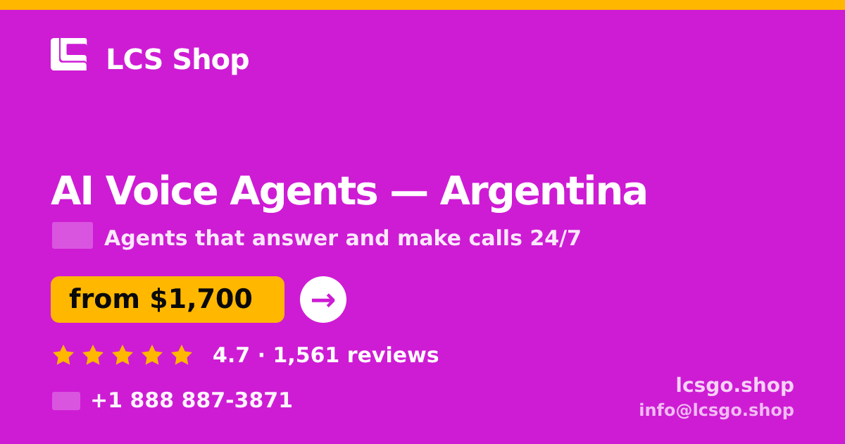 AI Voice Agents in Argentina — from $1,700/mo, rated 4.7/5 by 1561 clients. LCS Shop.