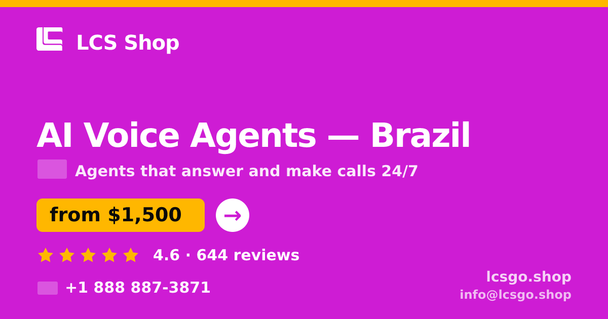 AI Voice Agents in Brasília — from $1,100/mo, rated 4.5/5 by 1501 clients. LCS Shop.