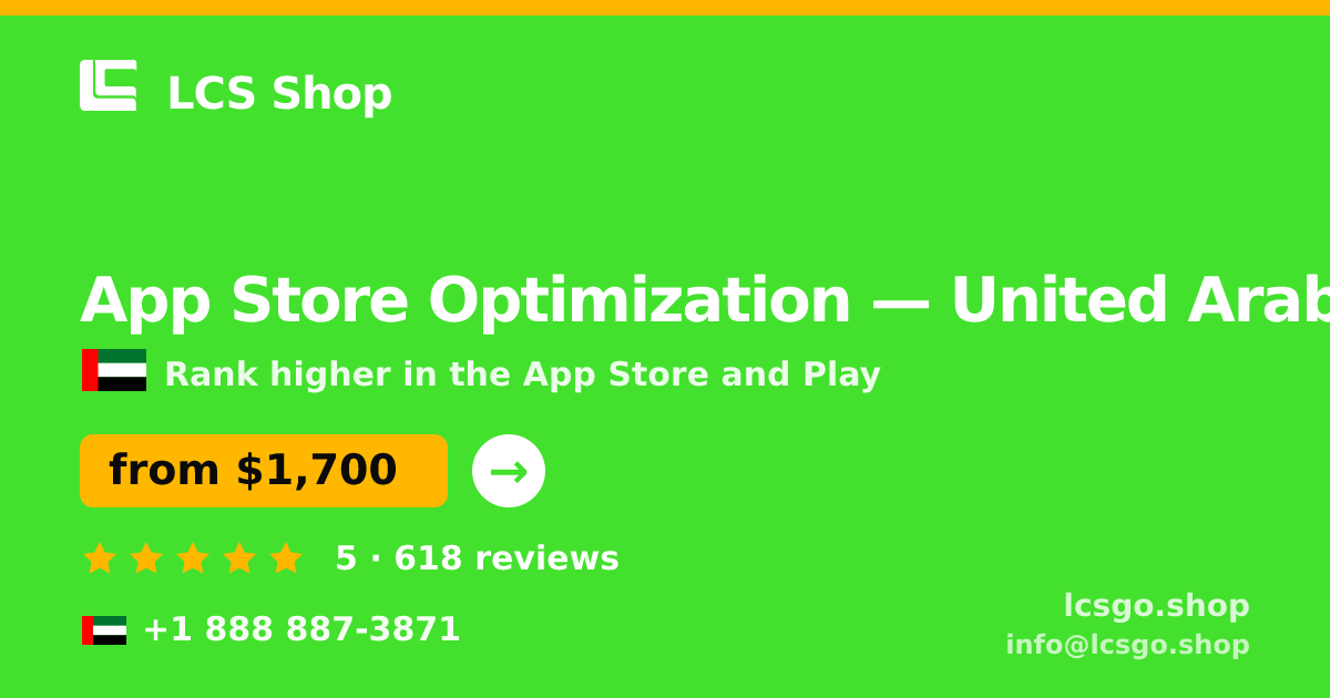 App Store Optimization in Abu Dhabi — from $2,300/mo, rated 4.6/5 by 2119 clients. LCS Shop.