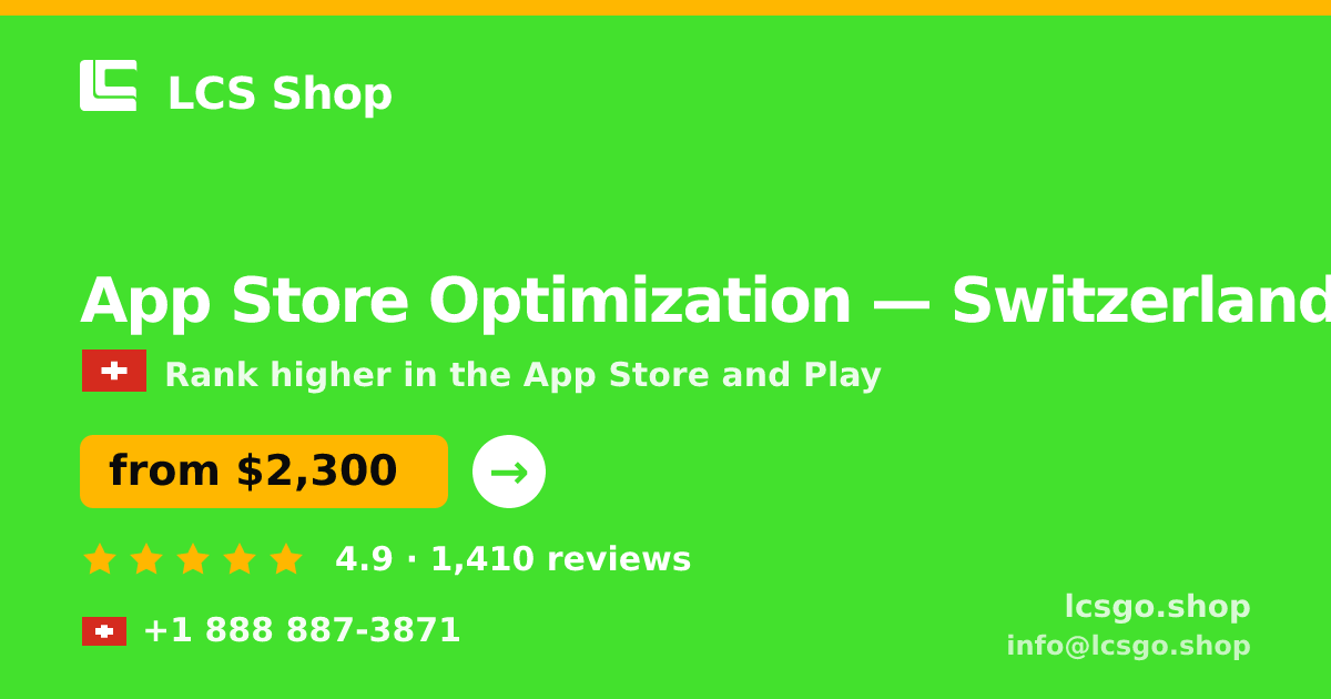 App Store Optimization in Basel — from $2,100/mo, rated 4.8/5 by 1957 clients. LCS Shop.