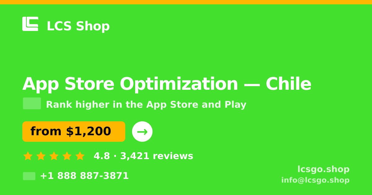 App Store Optimization in Santiago — from $950/mo, rated 4.8/5 by 1192 clients. LCS Shop.
