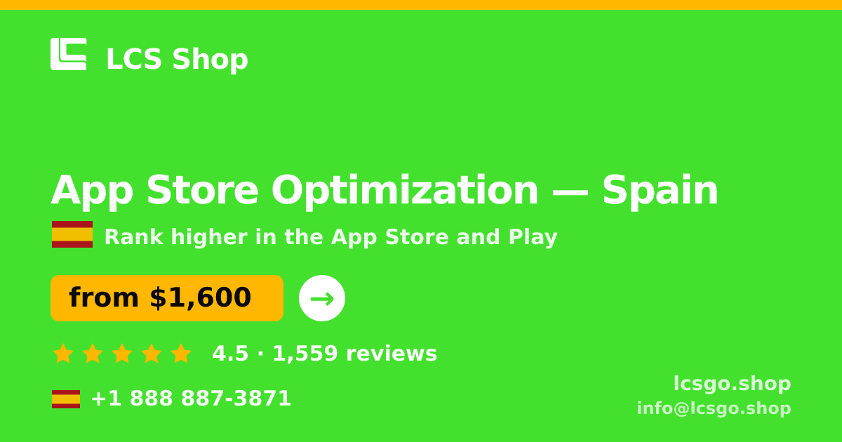 App Store Optimization in Valencia — from $1,400/mo, rated 4.6/5 by 3167 clients. LCS Shop.