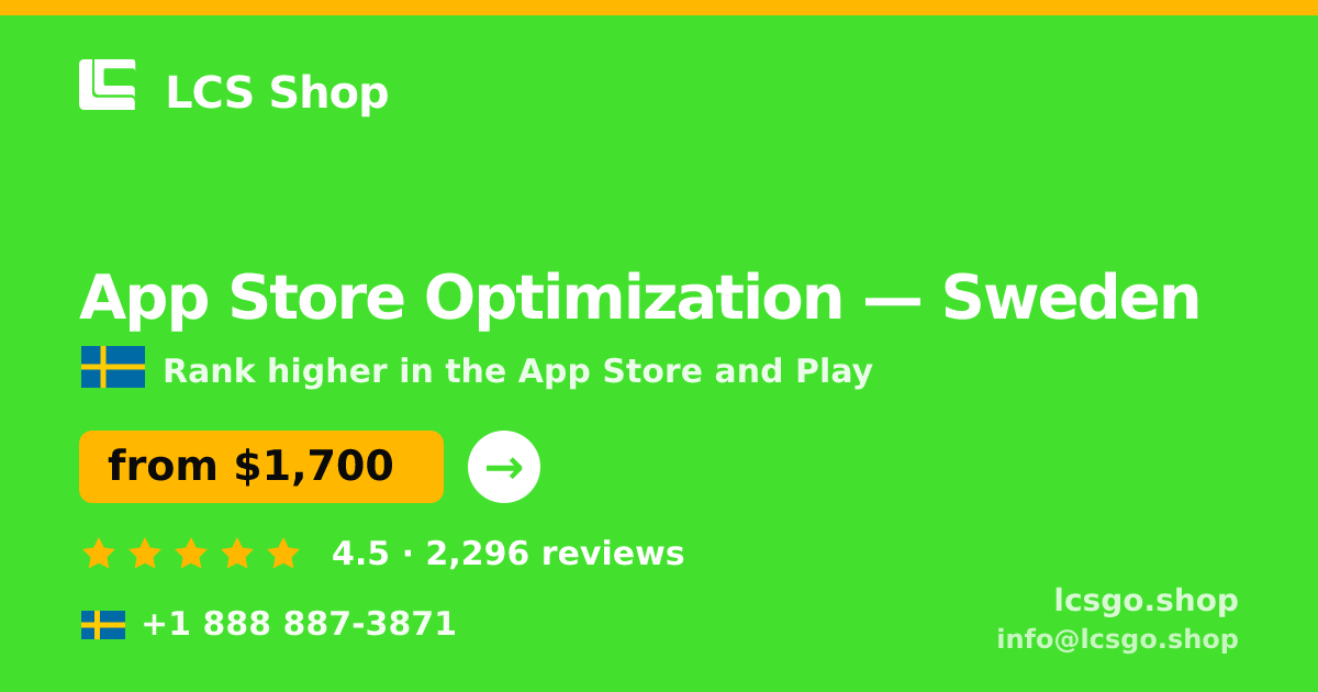 App Store Optimization in Stockholm — from $1,600/mo, rated 5/5 by 466 clients. LCS Shop.