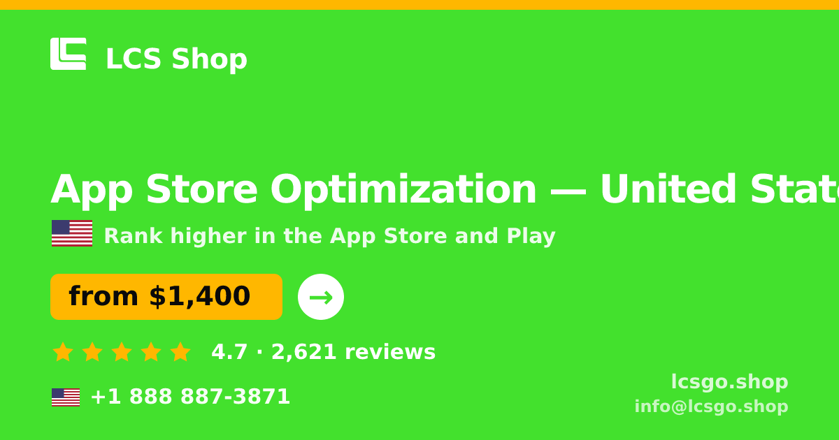 App Store Optimization in Dallas — from $1,300/mo, rated 4.6/5 by 2096 clients. LCS Shop.