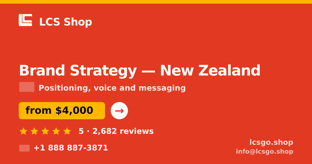 Brand Strategy in Auckland — from $4,500, rated 4.8/5 by 1975 clients. LCS Shop.