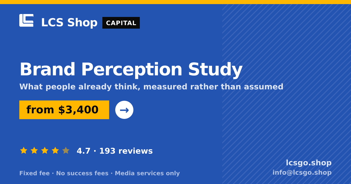 Brand Perception Study — from $3,400, rated 4.7/5 across 193 reviews. LCS Shop.