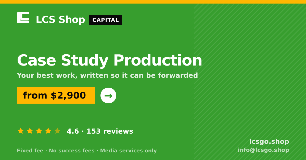 Case Study Production — from $2,900, rated 4.6/5 across 153 reviews. LCS Shop.