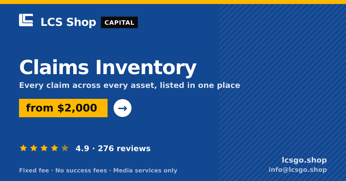 Claims Inventory — from $2,000, rated 4.9/5 across 276 reviews. LCS Shop.