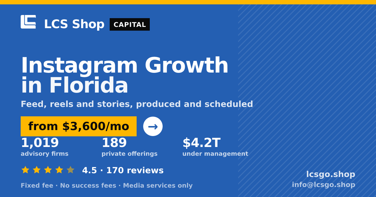 Instagram Growth in Florida — from $3,600/mo, rated 4.5/5 across 170 reviews. LCS Shop.
