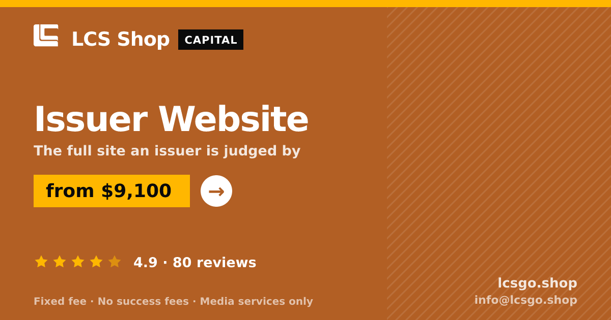 Issuer Website — from $9,100, rated 4.9/5 across 80 reviews. LCS Shop.