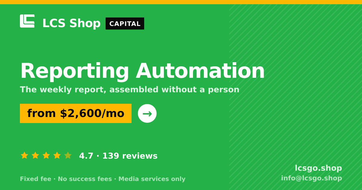 Reporting Automation — from $2,600/mo, rated 4.7/5 across 139 reviews. LCS Shop.