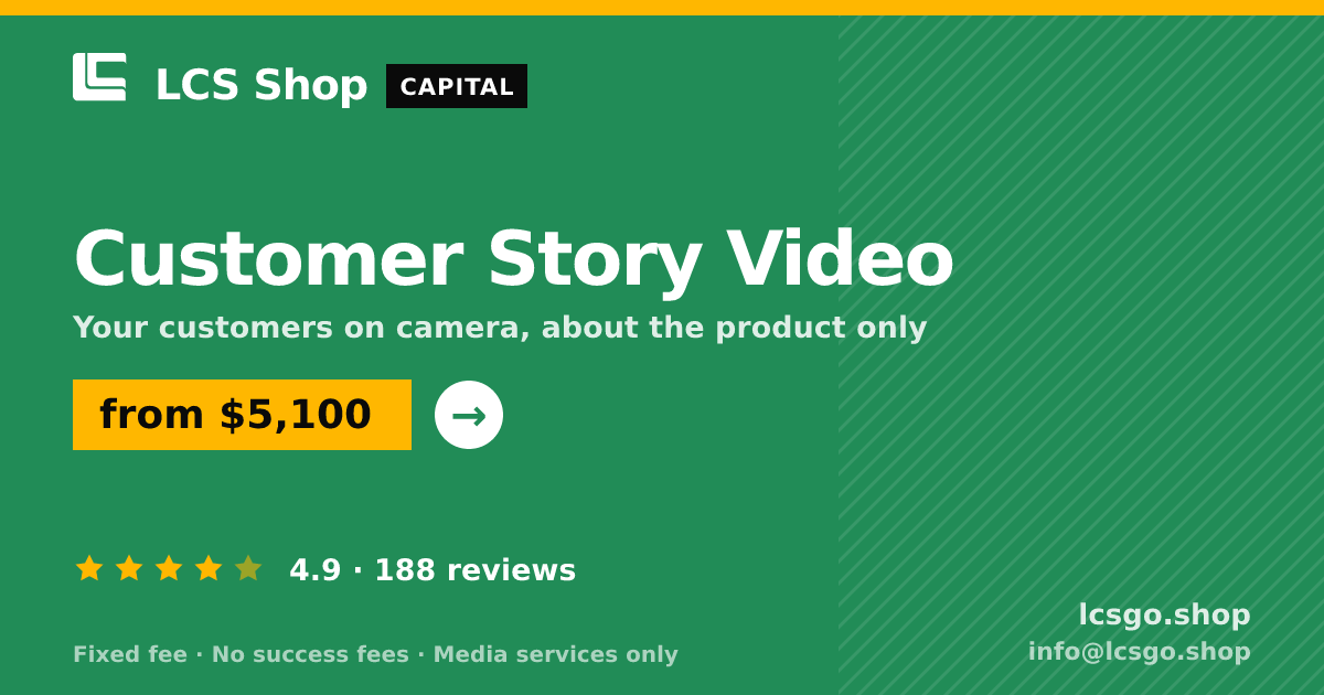 Customer Story Video — from $5,100, rated 4.9/5 across 188 reviews. LCS Shop.