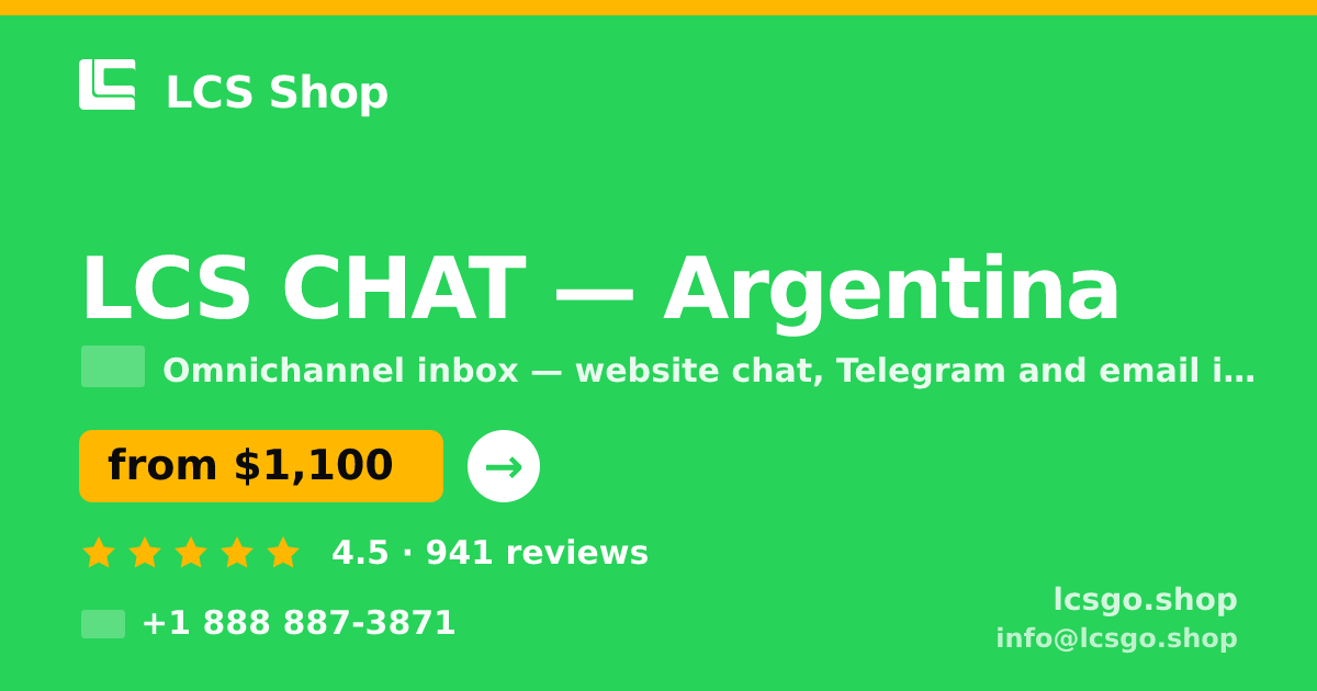 LCS CHAT in Argentina — from $1,100/mo, rated 4.5/5 by 941 clients. LCS Shop.