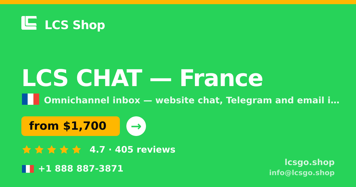 LCS CHAT in France — from $1,700/mo, rated 4.7/5 by 405 clients. LCS Shop.