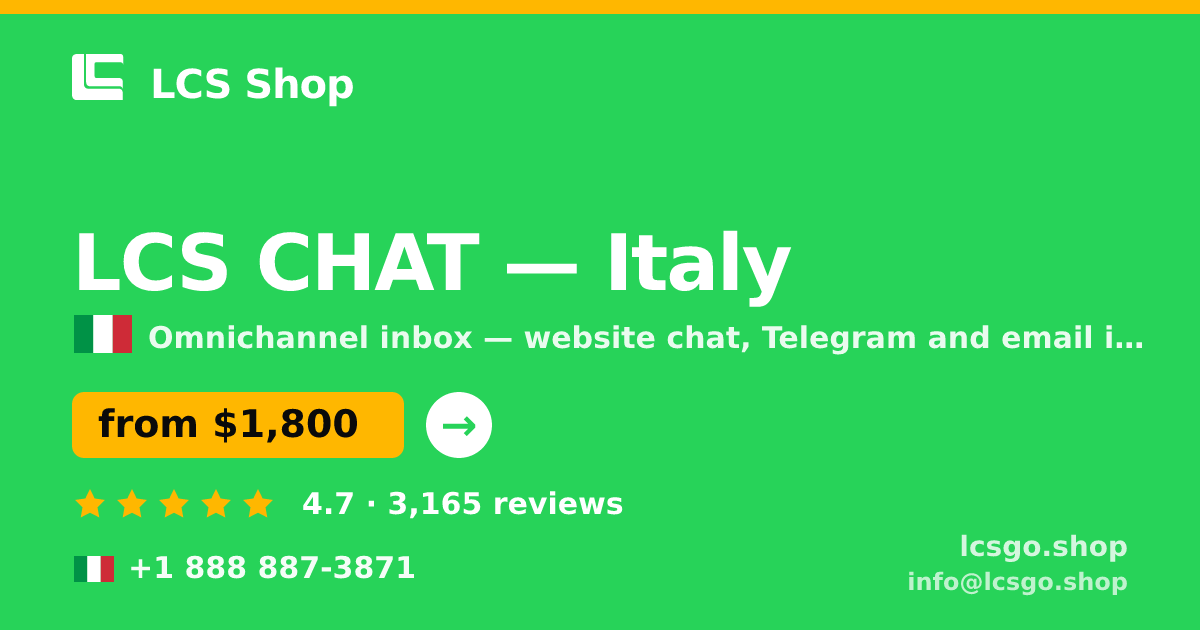 LCS CHAT in Italy — from $1,800/mo, rated 4.7/5 by 3165 clients. LCS Shop.