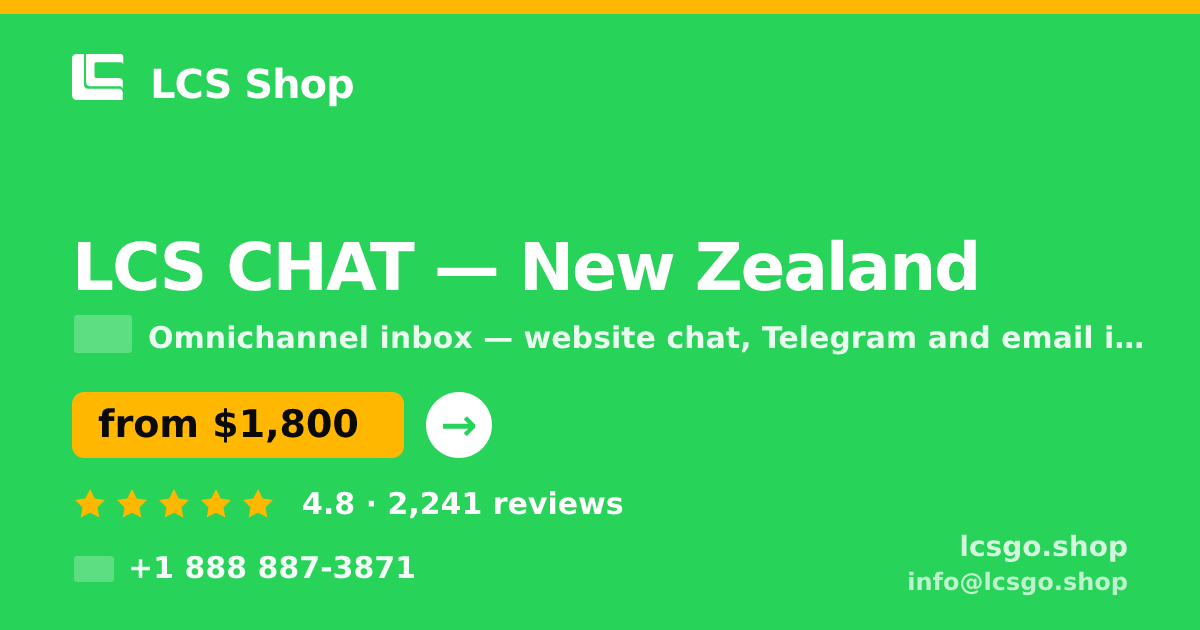 LCS CHAT in New Zealand — from $1,800/mo, rated 4.8/5 by 2241 clients. LCS Shop.