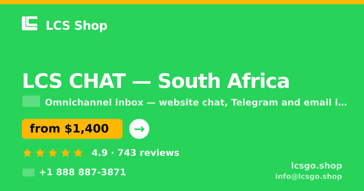 LCS CHAT in South Africa — from $1,400/mo, rated 4.9/5 by 743 clients. LCS Shop.