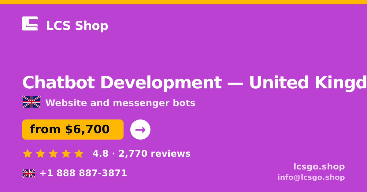Chatbot Development in Liverpool — from $7,000, rated 4.7/5 by 3079 clients. LCS Shop.