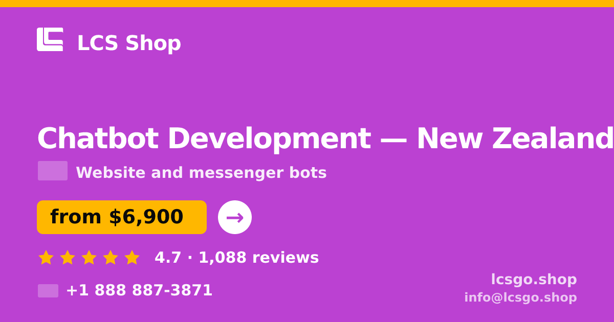 Chatbot Development in New Zealand — from $6,900, rated 4.7/5 by 1088 clients. LCS Shop.