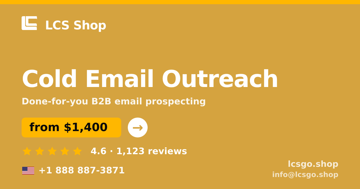 Cold Email Outreach in the USA — from $1,400/mo, rated 4.6/5 by 1123 clients. LCS Shop.