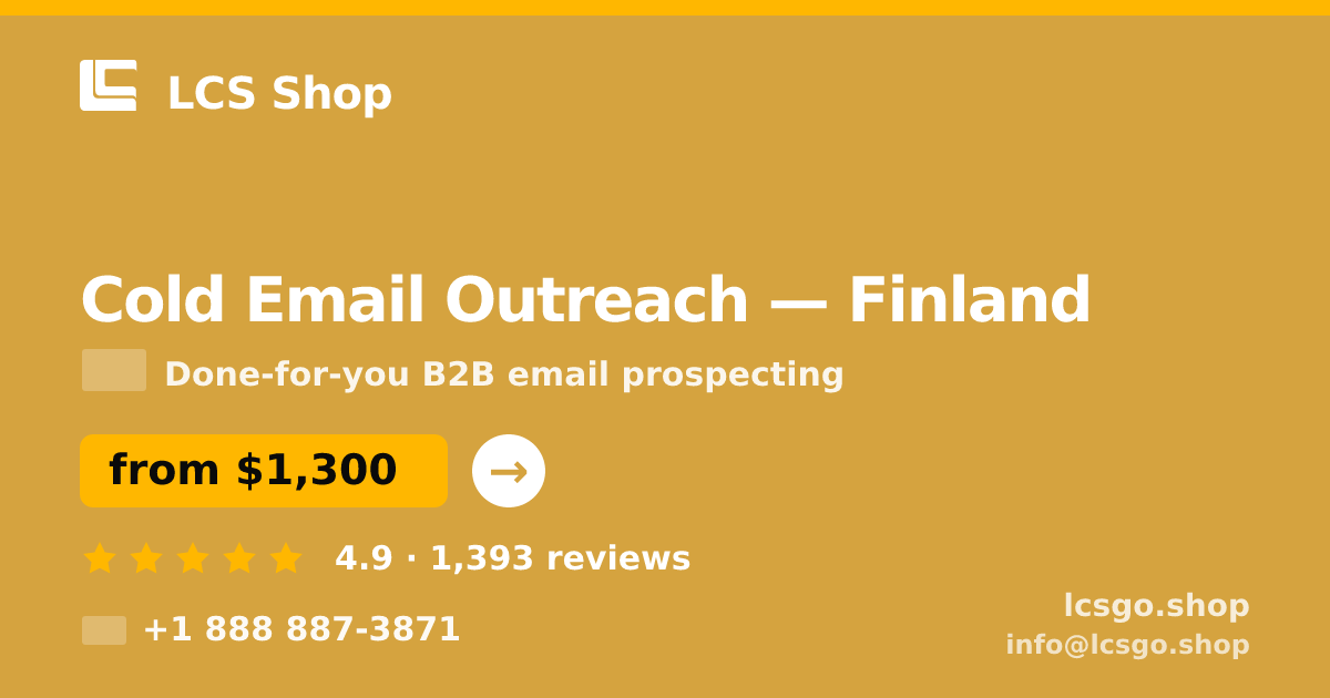 Cold Email Outreach in Finland — from $1,300/mo, rated 4.9/5 by 1393 clients. LCS Shop.