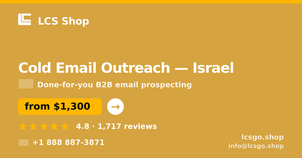 Cold Email Outreach in Jerusalem — from $1,600/mo, rated 4.5/5 by 2835 clients. LCS Shop.