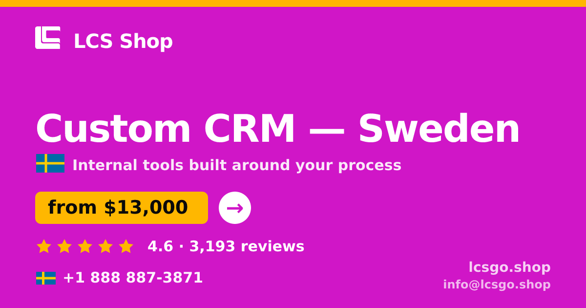 Custom CRM in Gothenburg — from $12,500, rated 4.8/5 by 628 clients. LCS Shop.
