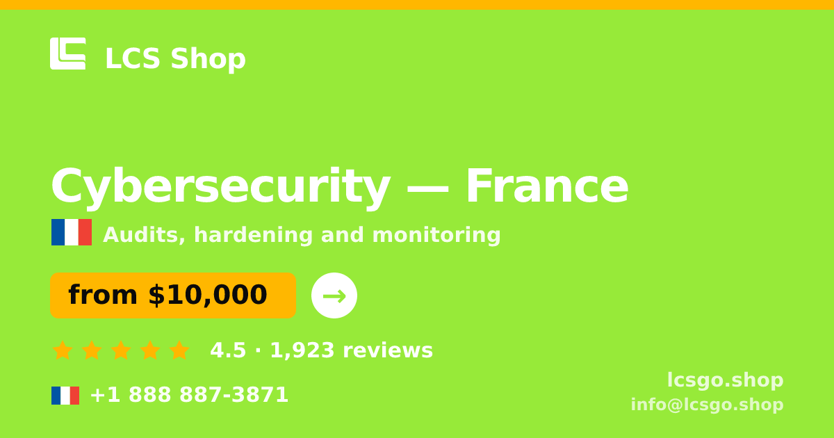 Cybersecurity in Lyon — from $11,500, rated 4.9/5 by 958 clients. LCS Shop.