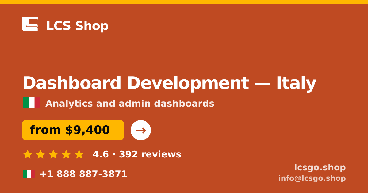 Dashboard Development in Italy — from $9,400, rated 4.6/5 by 392 clients. LCS Shop.