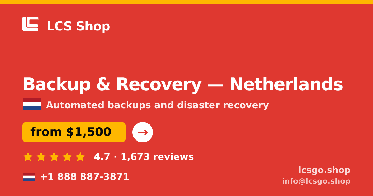 Backup & Recovery in The Hague — from $1,100/mo, rated 4.9/5 by 3019 clients. LCS Shop.