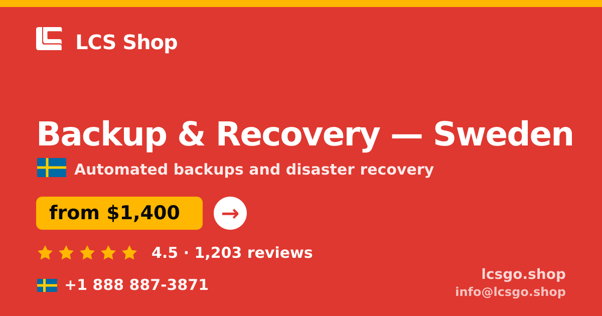 Backup & Recovery in Malmö — from $1,200/mo, rated 5/5 by 2606 clients. LCS Shop.