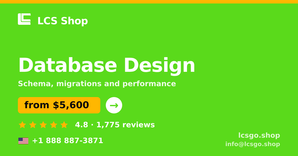 Database Design in the USA — from $5,600, rated 4.8/5 by 1775 clients. LCS Shop.