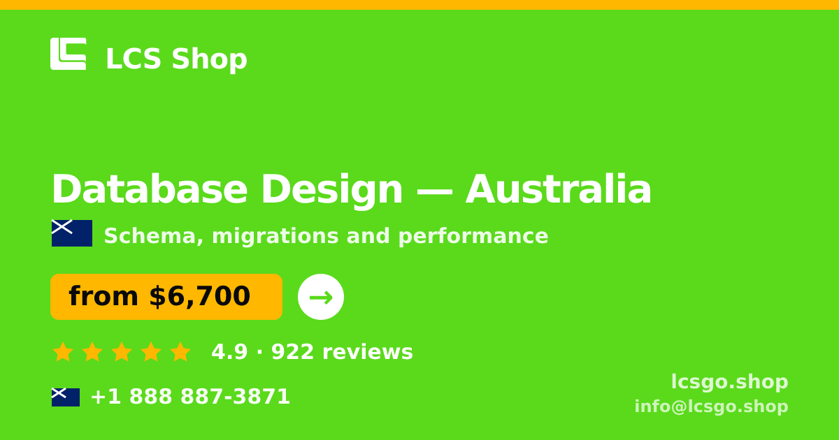 Database Design in Brisbane — from $7,100, rated 4.6/5 by 3478 clients. LCS Shop.
