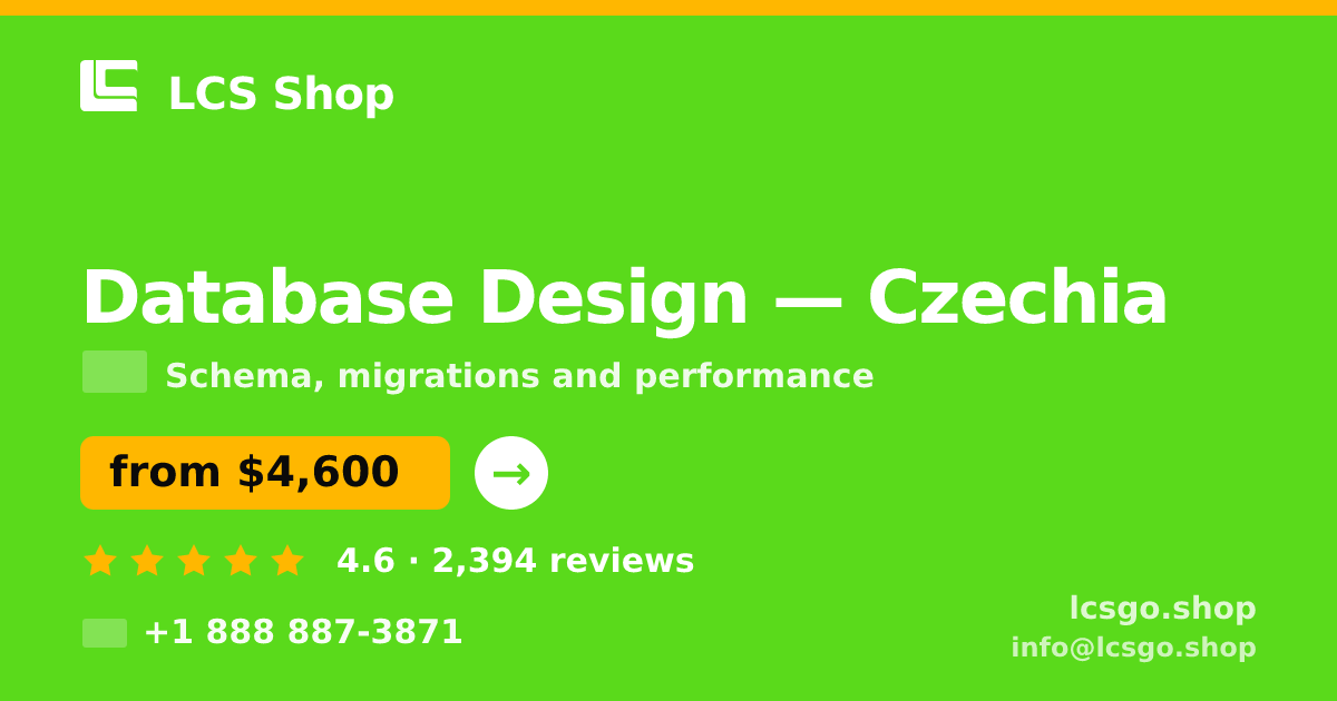 Database Design in Czechia — from $4,600, rated 4.6/5 by 2394 clients. LCS Shop.