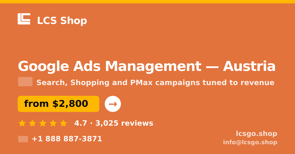 Google Ads Management in Linz — from $3,400/mo, rated 4.9/5 by 3297 clients. LCS Shop.